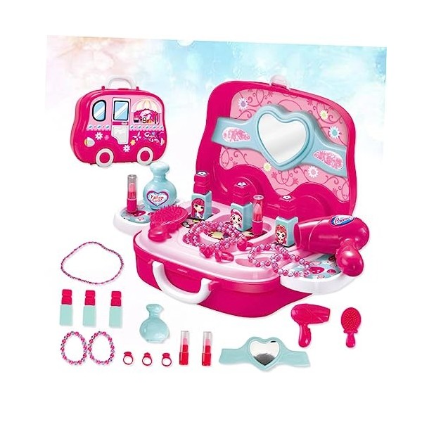 jojofuny 1 Ensemble Jouet Accessoires pour Enfants Habiller Jouet pour Filles Cosmétique Jouet Ensemble Portable Valise Rose 