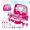 jojofuny 1 Ensemble Jouet Accessoires pour Enfants Habiller Jouet pour Filles Cosmétique Jouet Ensemble Portable Valise Rose 