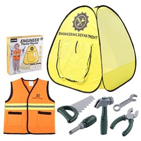 Costume de travailleur de la construction pour | Ensemble de jouets de jeu de rôle,Tenue de carrière de constructeur d, vête