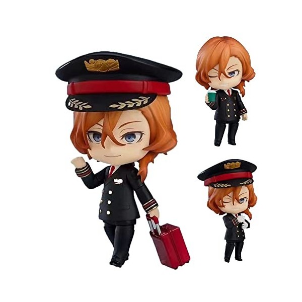 Figurine daction Bungo Stray Dogs Anime Nakahara Chuuya/Dazai Osamu Q Version Visage modifiable Figurine en PVC Statue Ornem