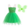 Lito Angels Deguisement Costume Fée Clochette, Robe de Fee Verte avec Ailes de Papillon pour Enfant Fille, Taille 2-3 ans