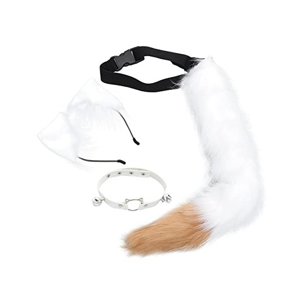 LIFKOME 1 Jeu Ensemble Bandeau Oreille Loup Oreilles De Chat Et Queue De Loup Costume De Queue De Chat pour Femme Animal Furs