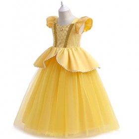 FMYFWY Costume de Carnaval Filles Princesse Robe de Belle Hors Épaule Déguisements de la Beauté et la Bête Halloween Noël Rob