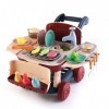 ROBINCOOL Cuisine de jeu 2 en 1 avec circuit deau Kitchen Cart 39 x 23 x 27 cm avec chariot de courses avec lumières 14 acce