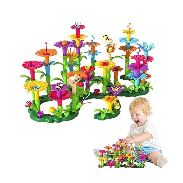 Wontool Jouets de Construction de Jardin de Fleurs - Jeu dempilage de Jouets de Blocs de Fleurs de Jardin,Jeu dempilage de 