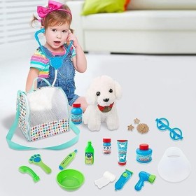 Cipliko Jeu pour Animaux Compagnie, Vet Pretend Play Doctor Set pour Chiot Chien Jouets, Kit médecin pour avec stéthoscope, s