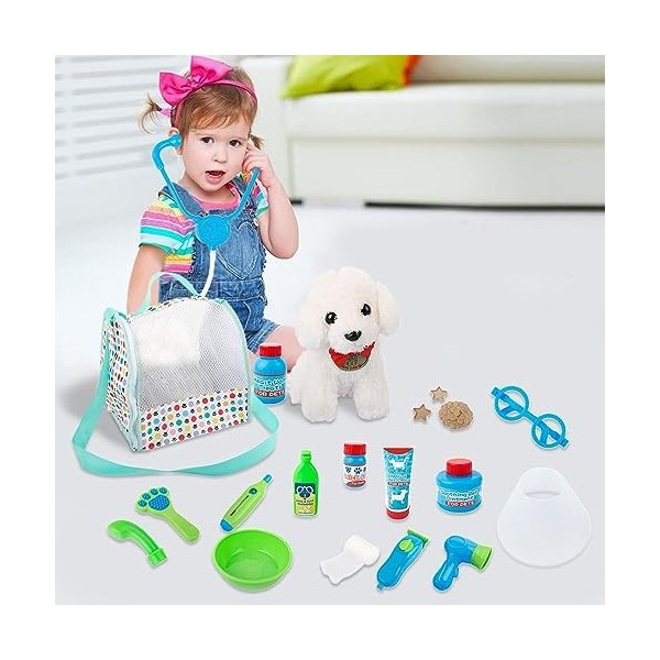 Cipliko Jeu pour Animaux Compagnie, Vet Pretend Play Doctor Set pour Chiot Chien Jouets, Kit médecin pour avec stéthoscope, s