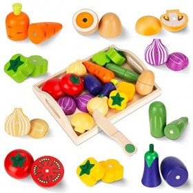 Jouet Aliment Cuisine, Légumes Magnetique Jouet à Découper imitant en Bois, Dinette Nourriture Montessori, Jeux de Rôles Éduc