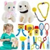 LINFUN KIDS Kit Vétérinaire Enfant avec Peluche Chien Chat, Docteur Enfant Médecin Jouet, Clinique Vétérinaire Jouet Jeu de R