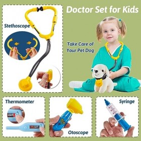 LINFUN KIDS Kit Vétérinaire Enfant avec Peluche Chien Chat, Docteur Enfant Médecin Jouet, Clinique Vétérinaire Jouet Jeu de R
