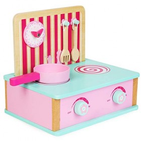 boppi Cuisinière pour Table en Bois Jeu dimitation Cuisinière Plaque de Cuisson pour Enfants avec Ustensiles de Cuisine Acce