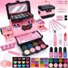 Chennyfun Maquillage Enfant Jouet Filles, 53 Pcs Lavable Malette Maquillage Jouet pour Enfant, Valise Beauté pour Enfant, Cad