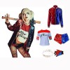 Déguisement Quinn Outfit Enfant Femme Squad Costume de Méchant dHalloween Fille avec Gants, Veste, T-shirt, Short Sur Le Thè