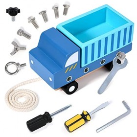 Atoylink Montessori Jouet en Bois Outils Enfant Boîte à Outils en Bois avec des vis Tournevis Malette Outils Bricolage Enfant