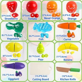 huruirui Jouets Cuisine Enfant en Bois, Couper Jouet Fruit et Legumes Enfants Ensembles de Jouets,Enfants Cuisine Jouet Alime