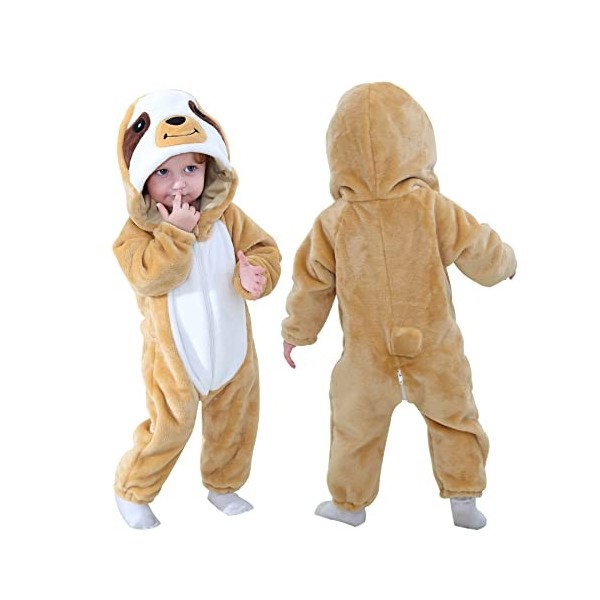 Doladola Bébés Garçons Filles Cartoon Animal À Capuchon Onésies Infant Pyjama Barboteuse Dinosaure jaune, 12-18 Mois 