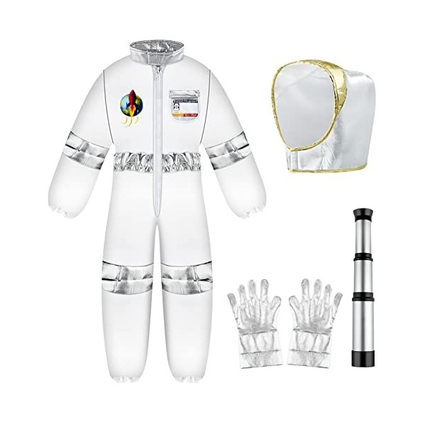 PLULON Costume dastronaute pour enfants NASA Space Pilot Space Jumpsuit avec casque Gants monoculaire pour faire semblant d