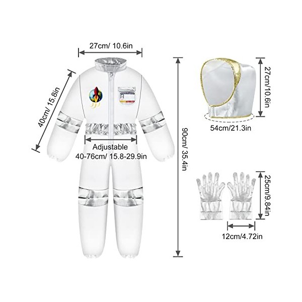 PLULON Costume dastronaute pour enfants NASA Space Pilot Space Jumpsuit avec casque Gants monoculaire pour faire semblant d