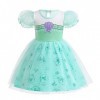 Lito Angels Deguisement Robe en Tulle Petite Sirene Princesse Ariel pour Enfant Fille Taille 3-4 ans, Vert étiquette en tiss