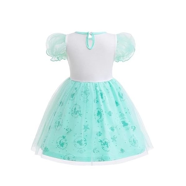 Lito Angels Deguisement Robe en Tulle Petite Sirene Princesse Ariel pour Enfant Fille Taille 3-4 ans, Vert étiquette en tiss