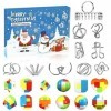 Puzzle Calendrier de LAvent, 24 Pièces Casse Tete Metal Bois Puzzle Calendrier Lavent Enfant Adulte, Le Compte à Rebours Pu