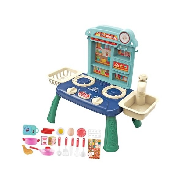 Oshhni Ensemble de Jeu pour Enfants, système de Cycle deau Automatique, avec Robinet de Travail à leau Courante et Vaissell