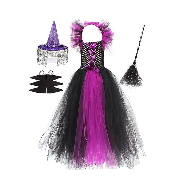 IBTOM CASTLE Déguisement Enfant Fille Halloween élégant Sans Manches Le Tulle Costume, de Sorcière Fête Carnaval Cosplay, Tut