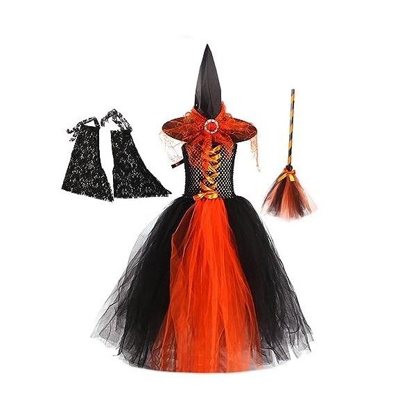 IBTOM CASTLE Déguisement Enfant Fille Halloween élégant Sans Manches Le Tulle Costume, de Sorcière Fête Carnaval Cosplay, Tut