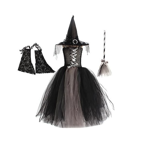 IBTOM CASTLE Déguisement Enfant Fille Halloween élégant Sans Manches Le Tulle Costume, de Sorcière Fête Carnaval Cosplay, Tut