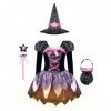 Oyolan Enfant Fille Déguisement Sorcière Robe Citrouille Tutu Robe Princesse Costume Halloween Spectacle Cadeau Halloween 2-1