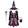 IEFIEL Ensembles Bebe Enfant Costume de Sorcière Halloween Déguisement Deluxe Filles Pâques Robe Avec Chapeau Baguette Sac De