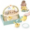 GAGAKU Service à thé en bois pour petites filles, dernier modèle de jouets en bois pour tout-petits, accessoires de cuisine p