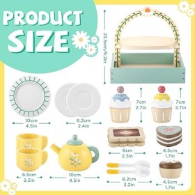 GAGAKU Service à thé en bois pour petites filles, dernier modèle de jouets en bois pour tout-petits, accessoires de cuisine p