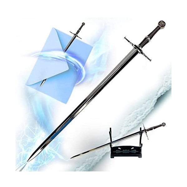 Swords and more Épée de The Witcher - Geralt de Riva - Épée en acier avec support - 21,6 cm - Épée miniature - Jeu vidéo - Ca