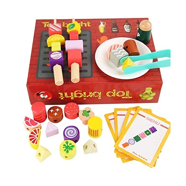 Jeu pour Barbecue pour Enfants,Outils Jeu interactifs pour Barbecue - Play House Barbecue en Bois Cuisine Cuisine Playset Pre