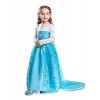 KIRALOVE - Costume Elsa - Carnaval - Halloween - Cape Fleur - Taille 100-2 - 3 ans - Idée cadeau