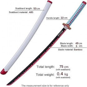 RYPDKM Demon Slayer Épée Kanroji Mitsuri, Japonais Anime Bois Katana, Cosplay Accessoire Lame De Bambou, Anime Amateur Darme