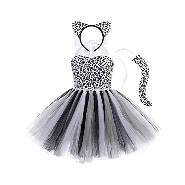 IBAKOM Déguisement Animaux Enfant Fille Costumes Halloween Robe Tutu dinosaure Léopard Cosplay Carnaval Noël Fête Festival En