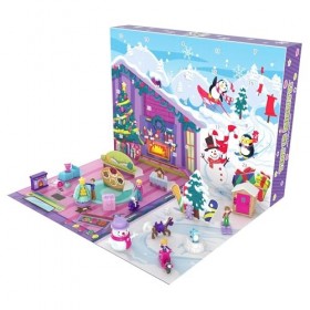 Polly Pocket Calendrier de l’Avent sur le thème de Noël en famille avec 25 surprises, jouet pour enfant dès 4 ans, GYW07