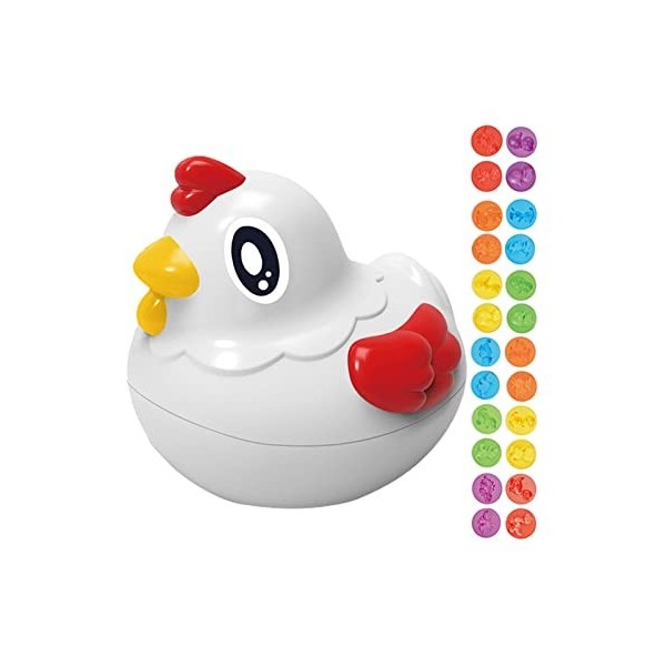 perfk Poule de stockage doeufs Montessori, avec 12 pièces de jeu doeufs correspondant à la forme reconnaissant les jouets j