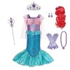 Jolly Fancy - Déguisement Princesse Ariel Sirène Costume Robe avec Perruque et Accessoires pour Enfants Filles Taille 5-6 ans