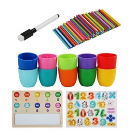 F Fityle Jouets de comptage Montessori Tasses de tri assorties Jouet éducatif dappariement et de comptage Jeu de société Man