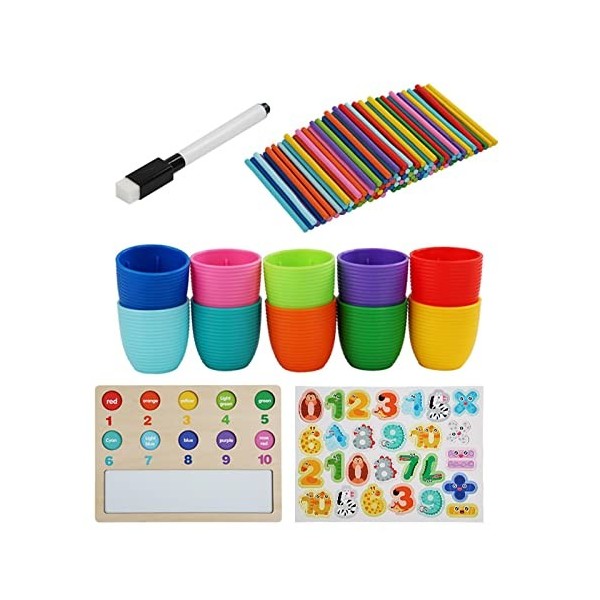 F Fityle Jouets de comptage Montessori Tasses de tri assorties Jouet éducatif dappariement et de comptage Jeu de société Man