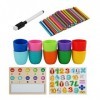 F Fityle Jouets de comptage Montessori Tasses de tri assorties Jouet éducatif dappariement et de comptage Jeu de société Man