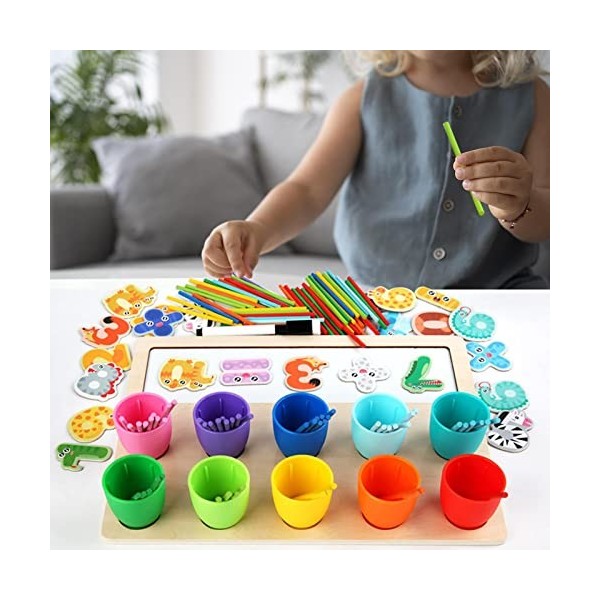 F Fityle Jouets de comptage Montessori Tasses de tri assorties Jouet éducatif dappariement et de comptage Jeu de société Man