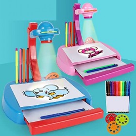 perfk Planche à Dessin de Jeu de Jouet de Projecteur de Trace et de Dessin En Plastique pour de 3 Ans et Plus, Mauve