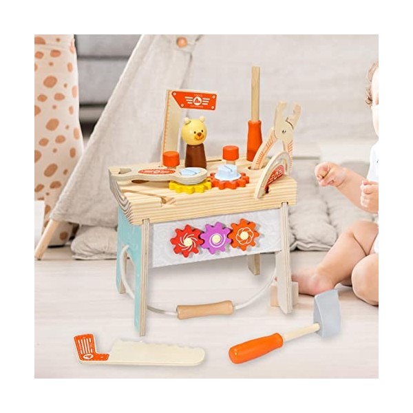 Milageto Outil de Jeu En Bois Workbench Enfants Toddlers Toy Surface Lisse Sans Bavure