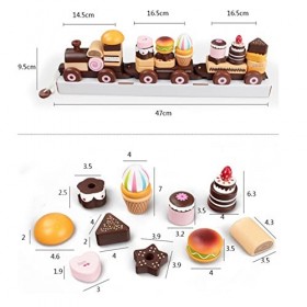 Milageto Jouets de gâteau de Train en Bois Ensemble de Jeu de Semblant de Jouer Accessoires Alimentaires éducatifs précoces p
