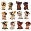 12 Pièces Chien Figurines Ensemble de Jeu Mini Chien Chiffres Réalistes Détaillés en Plastique Chiot Gateau Topper Jardin Pay