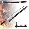 DMVWJR 76/104 Cm Jouet Épée Katana Épée en Bois Samouraï Épée Tanjiro Cosplay Anime Samurai Swords Katana, 1:1 Demon Slayer A